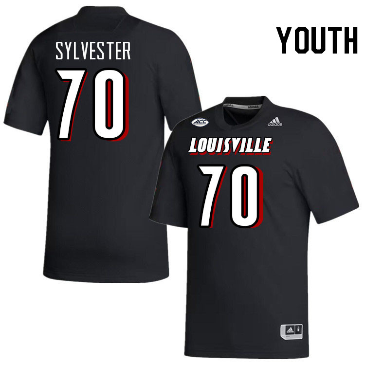 Youth #70 Trevonte Sylvester Louisville Cardinals College Football Jerseys Stitched-Black